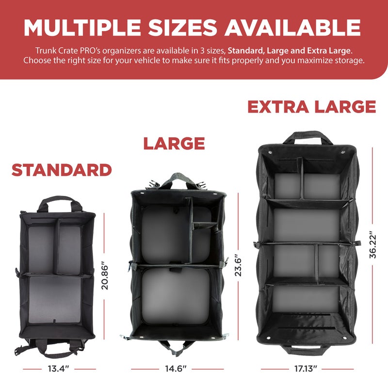 TRUNKCRATEPRO Trunk Organizer For Car, Suv, Truck | Premium Adjustable Multi Compartments Collapsible Car Trunk Organizer With Securing Straps & Non-Slip Bottom (Large Size, Grey) - Image 4